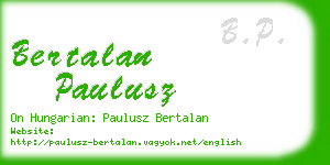 bertalan paulusz business card